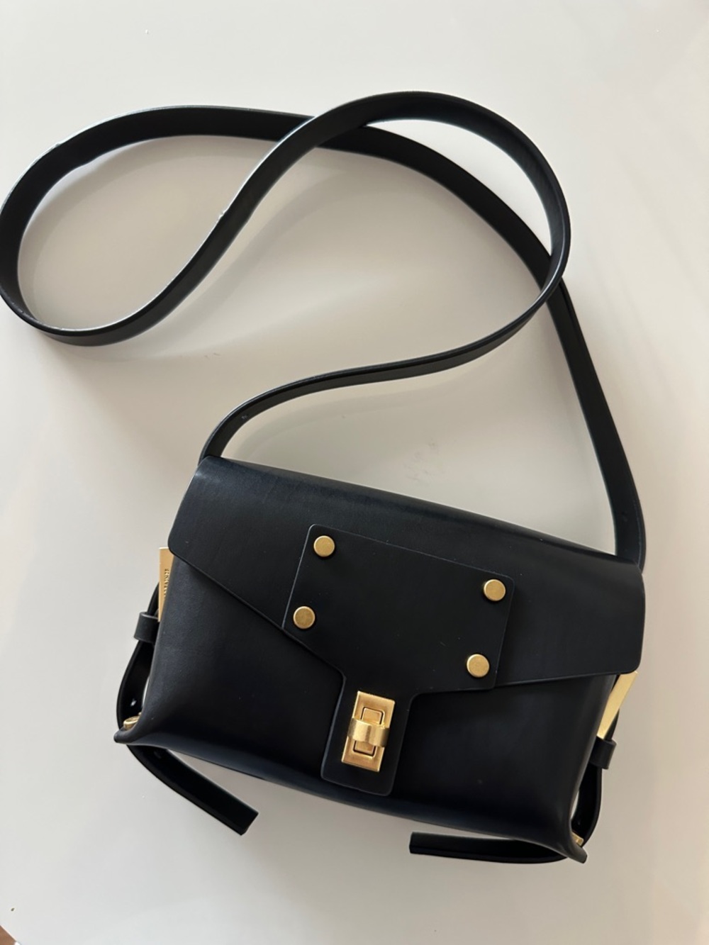All Saints Moro Mini Leather Black Crossbody Bag